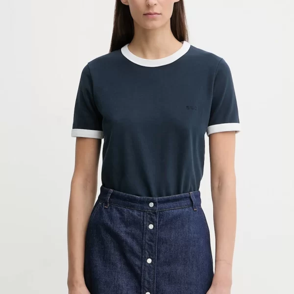 Βαμβακερό μπλουζάκι A.P.C. T-SHIRT CROP MANCHE COURTE CONTRASTÉ