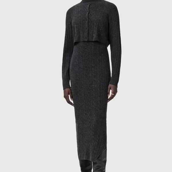 Φόρεμα και ζακέτα με προσθήκη μαλλιού AllSaints