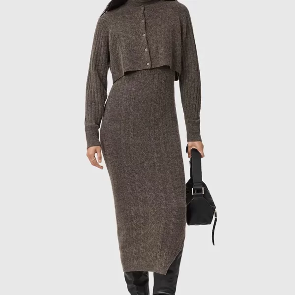 Φόρεμα και ζακέτα με προσθήκη μαλλιού AllSaints