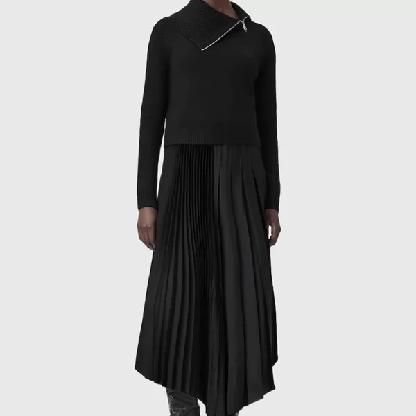 AllSaints φόρεμα με πουλόβερ με προσθήκη μαλλιού