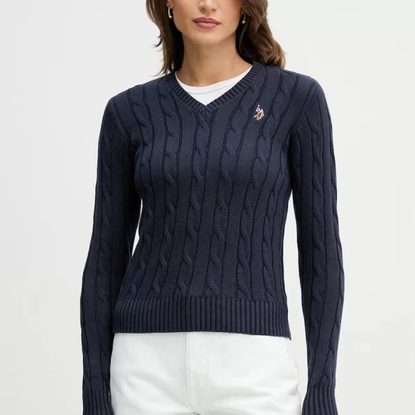 Βαμβακερό πουλόβερ U.S. Polo Assn. V-NECK CABLE
