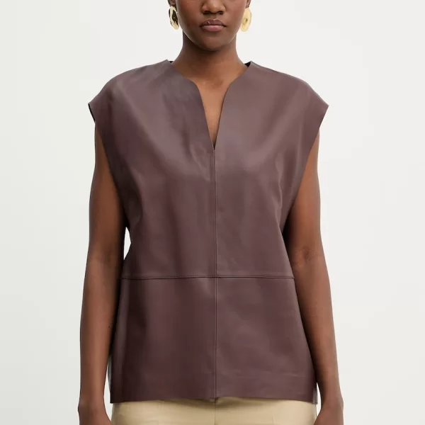 Δερμάτινη μπλούζα BOSS Suna