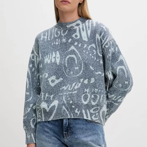 HUGO Blue πουλόβερ γυναικείο βαμβακερό Slicary_B