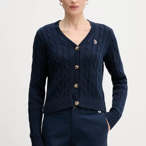 Βαμβακερή ζακέτα U.S. Polo Assn. CABLE KNIT