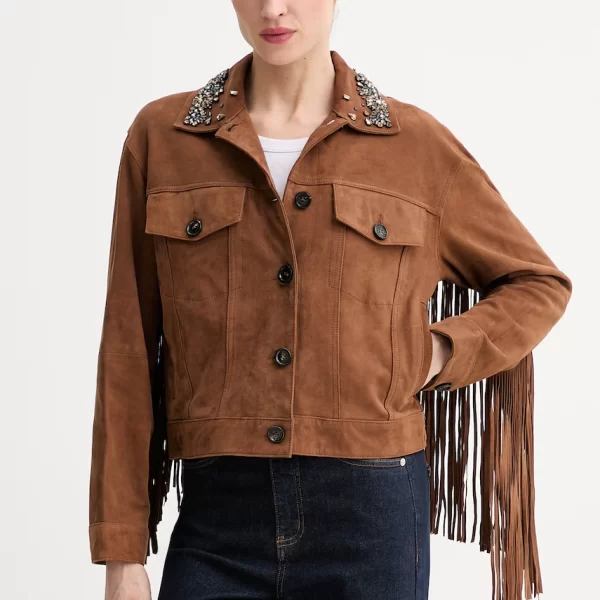 ERMANNO FIRENZE ERMANNO Firenze Κοντό μπουφάν γυναικείο δέρμα σουέτ