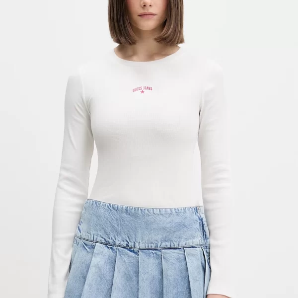 guess jeans Guess Jeans Τοπ μακρυμάνικο γυναικείο βαμβακερό