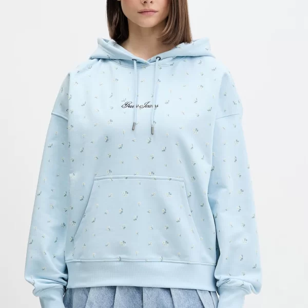 Guess Jeans Μπλούζα με κουκούλα Γυναικεία βαμβακερή