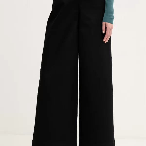 Sisley παντελόνι wide leg Γυναικείο βαμβακερό με ελαστάν
