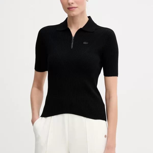 Lacoste πλεκτό μπλουζάκι πόλο Γυναικείο με βισκόζη