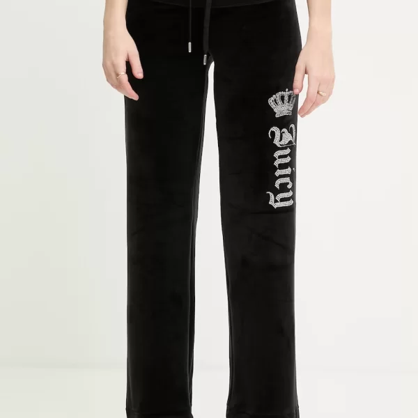 Juicy Couture Juicy Couture παντελόνι επίσημο γυναικείο βελούρ GOTHIC CROWN