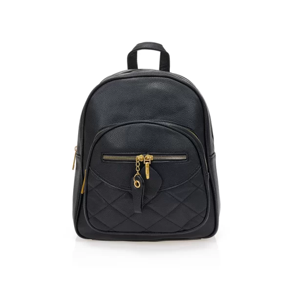 Τσάντα πλάτης μαύρη δερματίνη με πολλαπλές θήκες ΜΑΥΡΟ