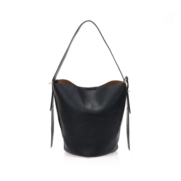 Tsoukalas Τσάντα ώμου μαύρη με ανάγλυφη υφή ΜΑΥΡΟ