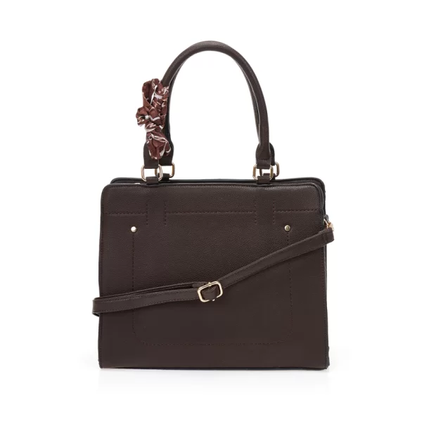 Τσάντα σκούρο καφέ με μαντήλι ΤΑΜΠΑ