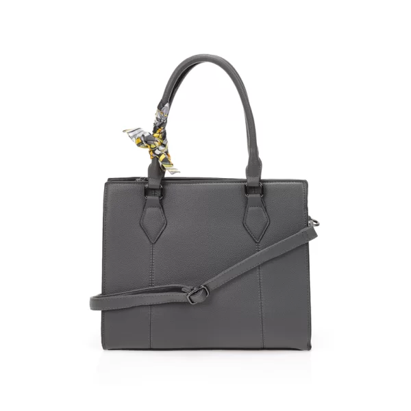 Γκρι τσάντα ώμου με διακοσμητικό μαντήλι ΓΚΡΙ