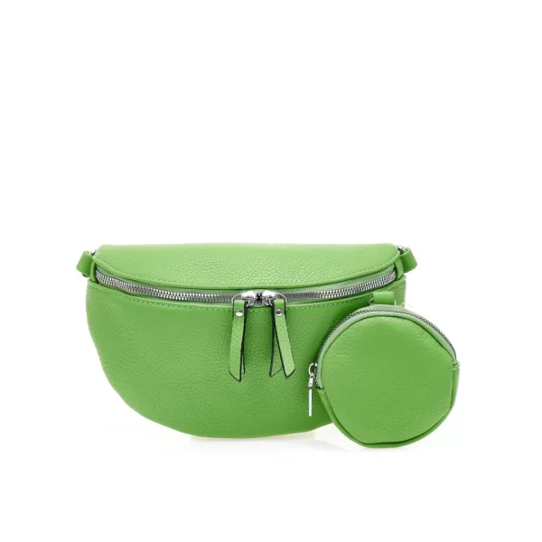 Τσαντάκι χιαστί πράσινο δερματίνη με αποσπώμενο λουράκι και φερμουάρ ΠΡΑΣΙΝΟ