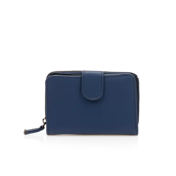 Πορτοφόλι μπλε δερματίνη με κούμπωμα και φερμουάρ ΜΠΛΕ