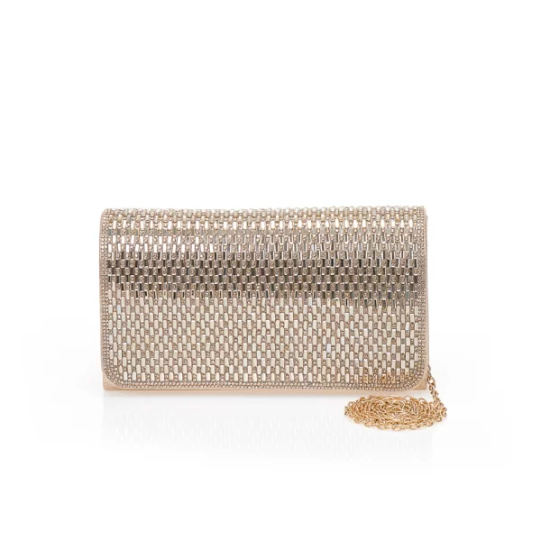 Χρυσή βραδινή τσάντα με γυάλινες λεπτομέρειες ΧΡΥΣΟ