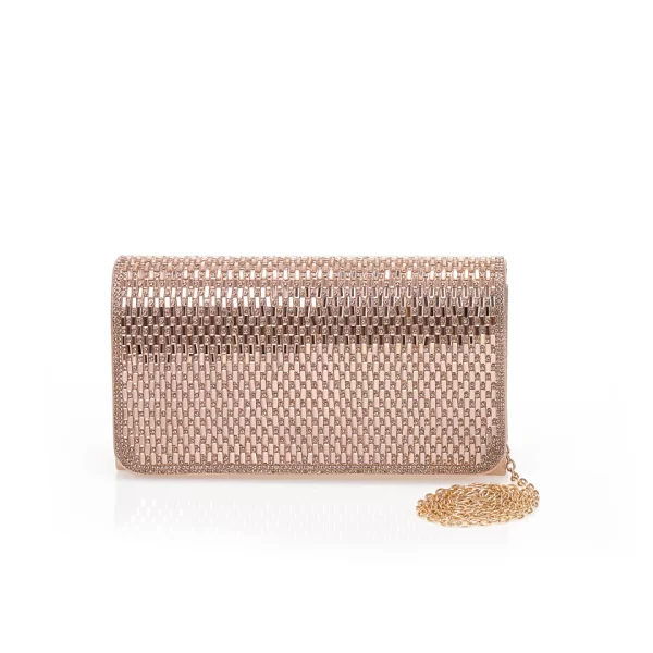 Μπρονζέ βραδινή τσάντα με γυάλινες λεπτομέρειες ΜΠΡΟΝΖΕ
