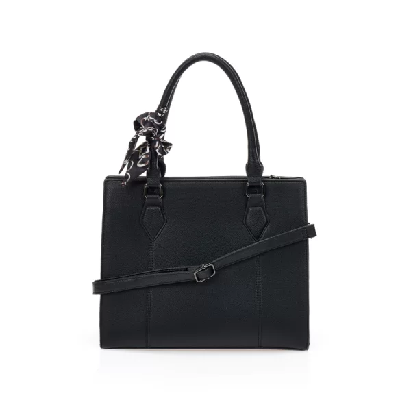 Μαύρη τσάντα ώμου με διακοσμητικό μαντήλι ΜΑΥΡΟ