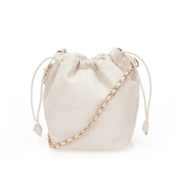 Τσαντάκι ώμου μπεζ με ανάγλυφη υφή ΜΠΕΖ