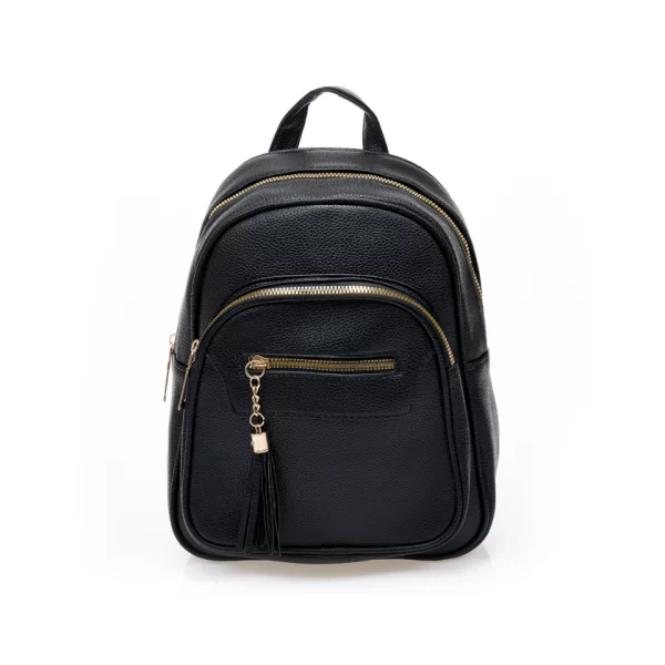 Τσάντα πλάτης μαύρη δερματίνη με πολλαπλές θήκες ΜΑΥΡΟ