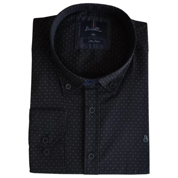 Πουκάμισο μακρυμάνικο ελαστικό με μικροσχέδιο - Black