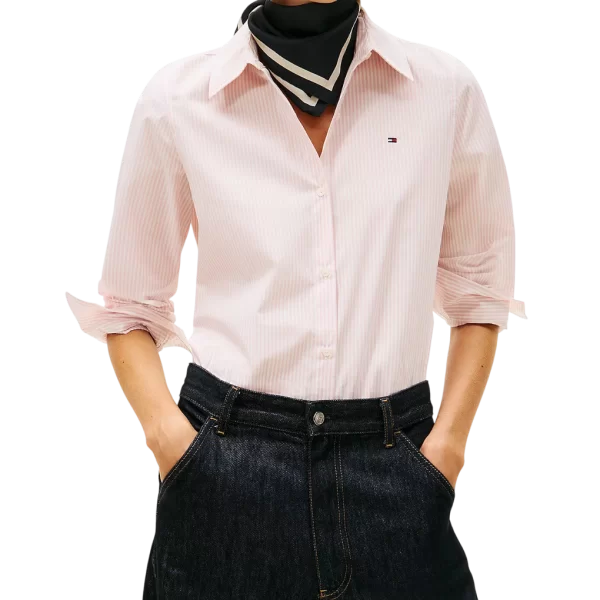 Γυναικείο Ριγέ Πουκάμισο Ροζ Tommy Hilfiger WW0WW47169-0D5