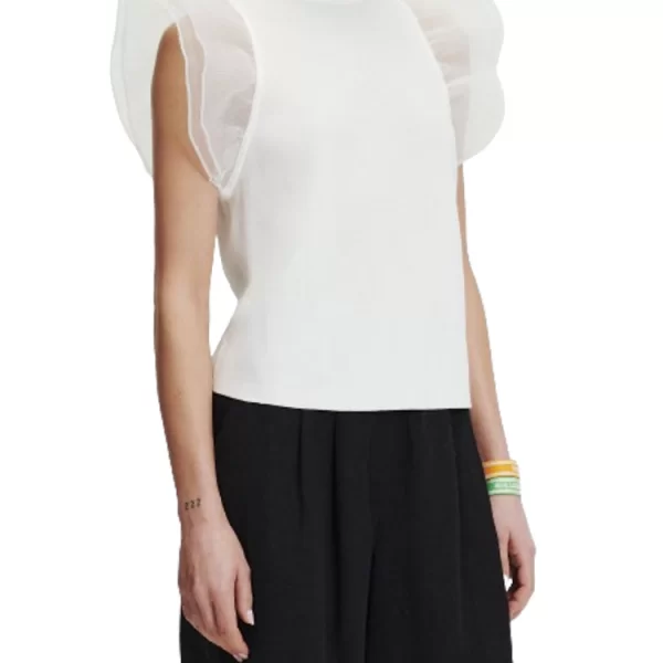 Γυναικείο Puff Sleeve Top Λευκό Karl Lagerfeld 235W2003-100 WHITE