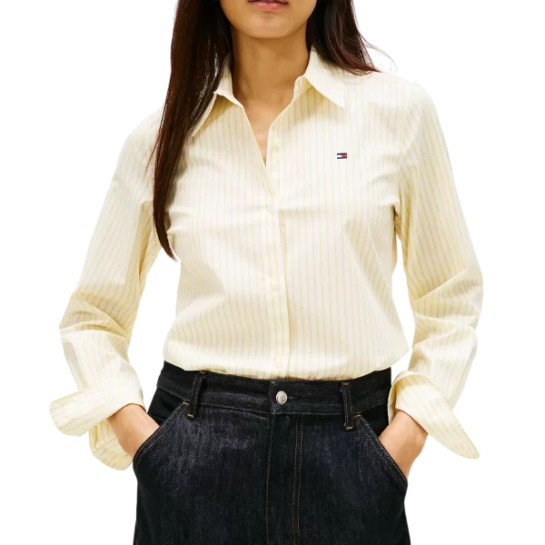 Tommy Hilfiger Γυναικείο Ριγέ Πουκάμισο Κίτρινο Tommy Hilfiger WW0WW47169-0FS
