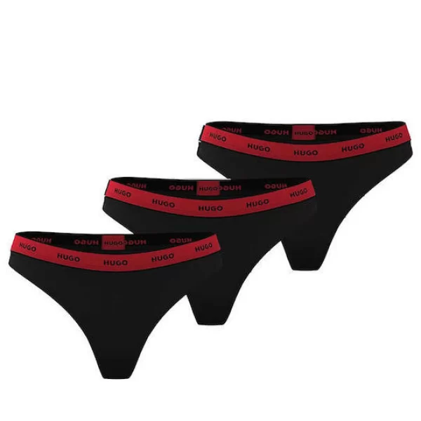 Γυναικείο Σετ Στρινγκ 3 Τεμαχίων Μαύρο Hugo 50480150-005