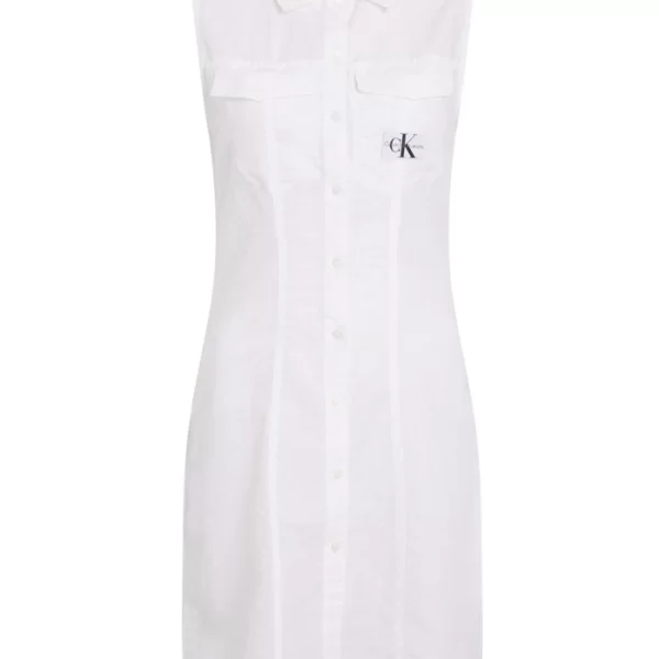 Γυναικείο Λινό Αμάνικο Φόρεμα Λευκό Calvin Klein J20J223690-YAF