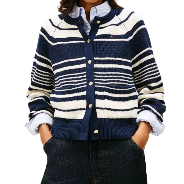 Tommy Hilfiger Γυναικεία Ριγέ Ζακέτα Navy Μπλε Tommy Hilfiger WW0WW48795-0AA