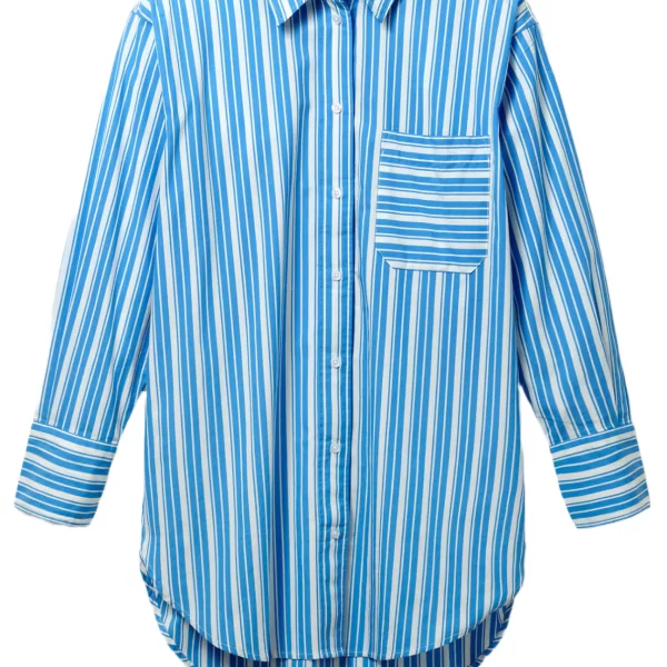 Γυναικείο Ριγέ Πουκάμισο Γαλάζιο Tom Tailor 032792-31189