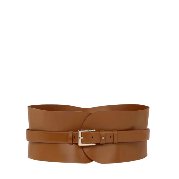Karl Lagerfeld Γυναικεία Δερμάτινη K/Essential Ζώνη Καφέ Karl Lagerfeld A1W33063-1UR DARK TAN