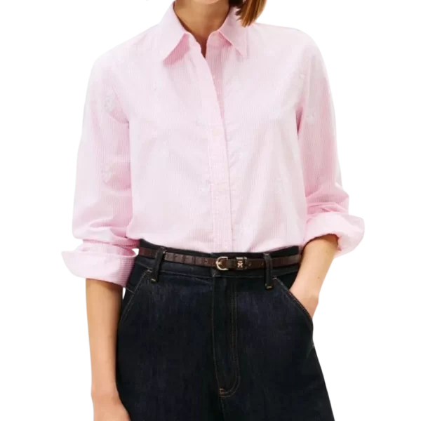 Γυναικείο Ριγέ Πουκάμισο Ροζ Tommy Hilfiger WW0WW49386-04J