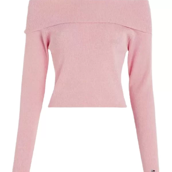 Γυναικείο Off Shoulder Πουλόβερ Ροζ Tommy Jeans DW0DW17501-THA