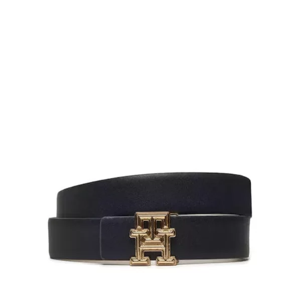 Γυναικεία Δερμάτινη TH Monogram Ζώνη Διπλής Όψεως Navy Μπλε/Γκρι Tommy Hilfiger AW0AW16604-0GZ