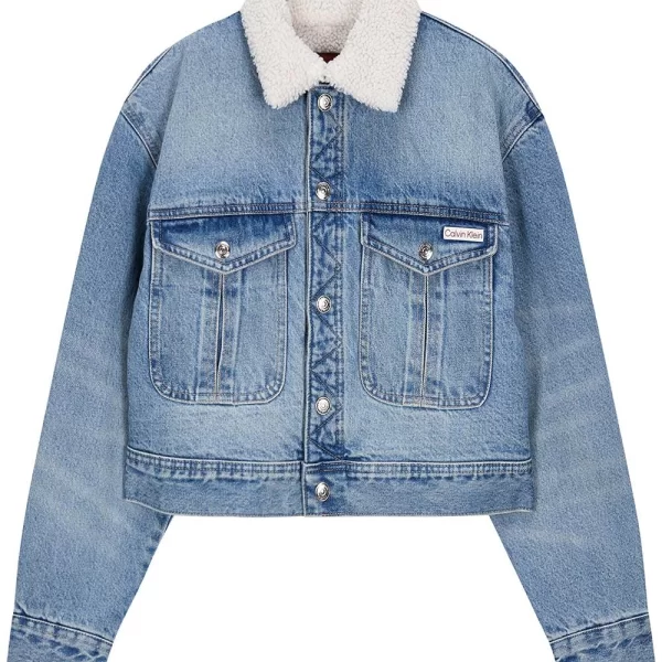 Calvin Klein Γυναικείο Sherpa Τζιν Μπουφάν Γαλάζιο Calvin Klein LV047D736G-YYE