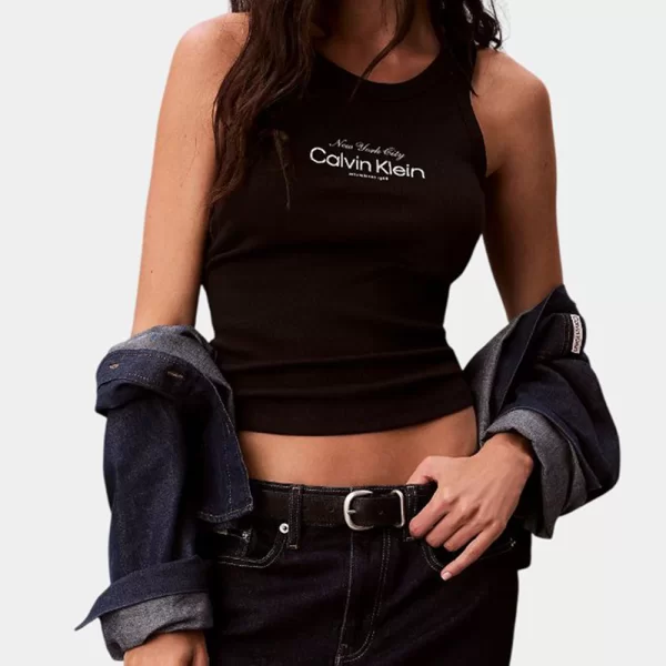 CALVIN KLEIN JEANS CONTOUR 2X2 RIB GRAPHIC TANK LV047F816G-UB1 Black
