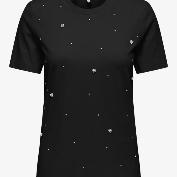 ONLY ONLFILIZZA S/S STONE TOP BOX JRS 15368933-BlackMixstonealloverhearts Black