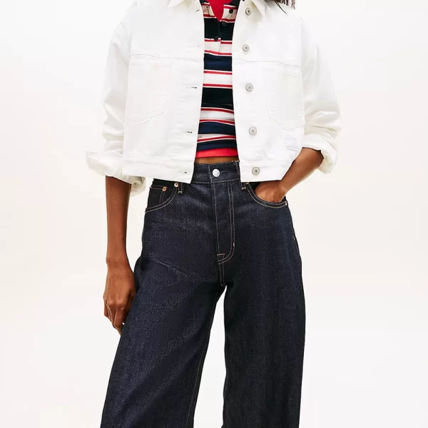 TOMMY JEANS TOMMY JEANS OVSZ CROP TRCKR JCKT FLG BJ6099 DW0DW21979-1D0 White