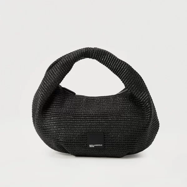 KARL LAGERFELD JEANS KLJ BOX LOGO RAFFIA HOBO B2W30116-999 Black