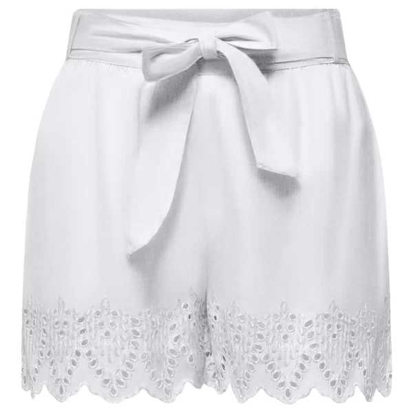 ONLY ONLTULUM EMB LOOSE BELT SHORTS WVN 15368893-Bright WhiteBRIGHT WHITE EMB White