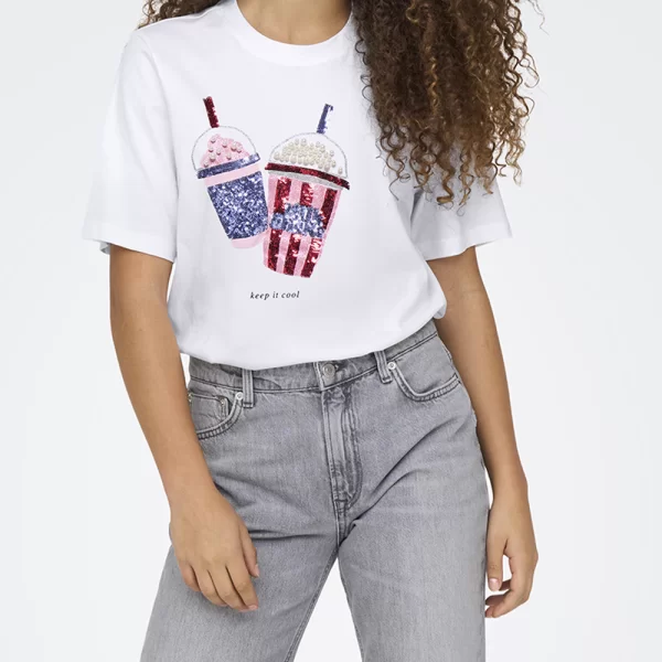 ONLY ONLBURST S/S POPCORN TOP BOX JRS 15343431-Bright WhiteKeepitcool White