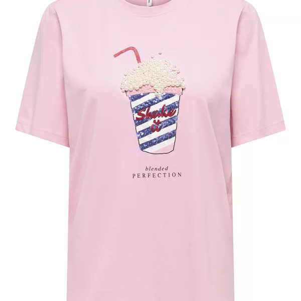 ONLY ONLBURST S/S POPCORN TOP BOX JRS 15343431-Romance RoseShakeit Pink