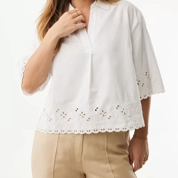 MEXX Cropped embroidery blouse MF006102161W-110601 White