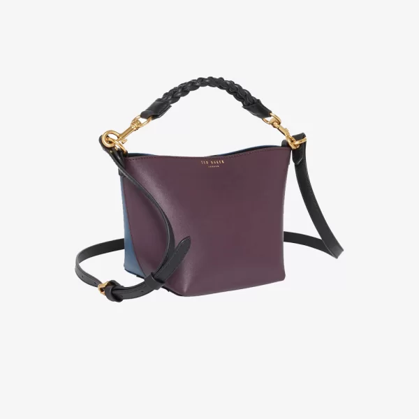 TED BAKER WYNOLA Woven Handle Colourblock Small Bag 282331-WINE Bordeux