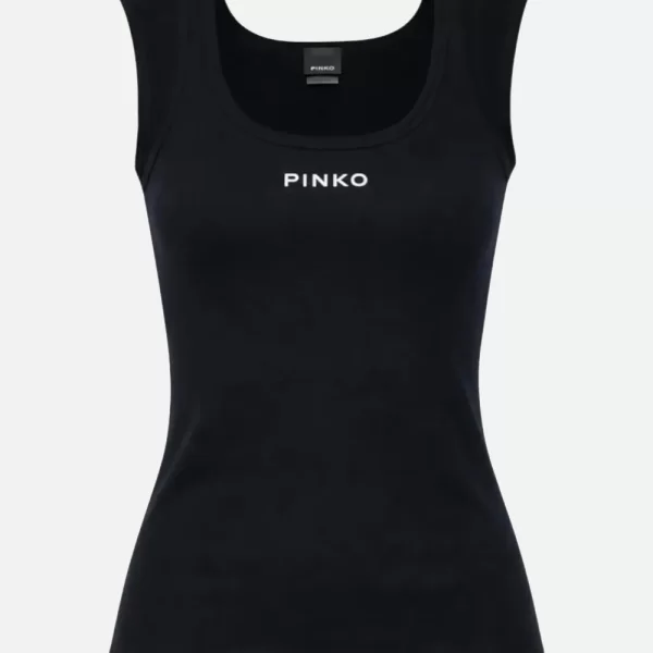 PINKO PINKO TENACE TOP COSTINA COTONE LOGO 105511A338-Z99 Black