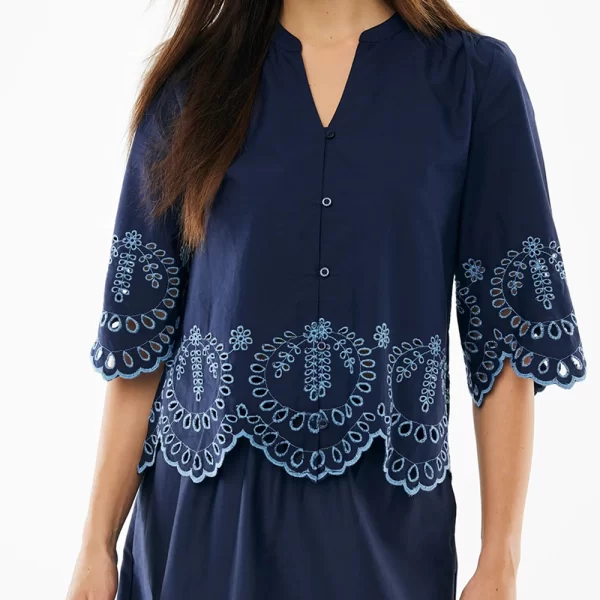MEXX Poplin embroidery blouse MF006103361W-193920 DarkBlue
