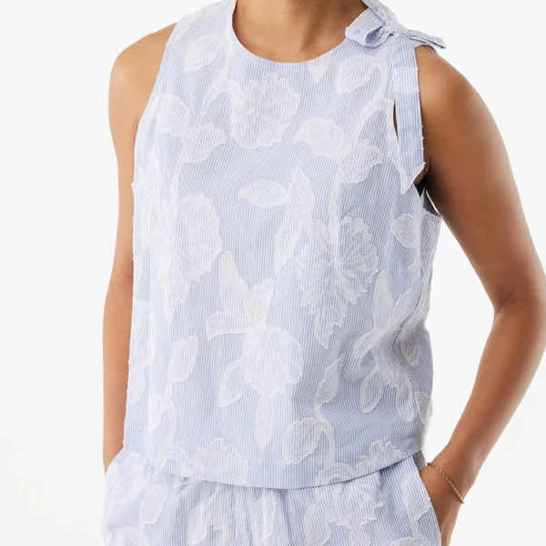 MEXX Striped flower jacquard blouse MF006103561W-144121 LightBlue